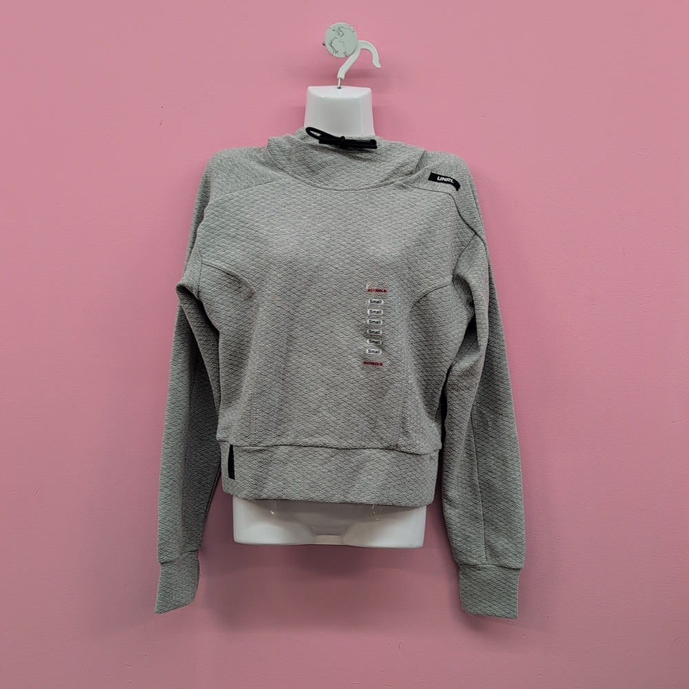 UNRL Elevation Textured Pullover Hoodie Small Heather Gray